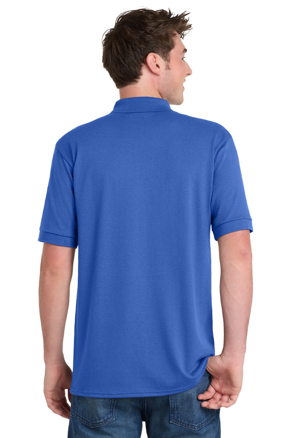Port & Company KP55/KP55T Mens Core Stain Resistant Short Sleeve Polo Shirt Royal Blue Model Back