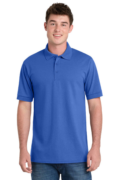 Port & Company KP55/KP55T Mens Core Stain Resistant Short Sleeve Polo Shirt Royal Blue Model Front