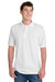 Port & Company KP55/KP55T Mens Core Stain Resistant Short Sleeve Polo Shirt White Model Front