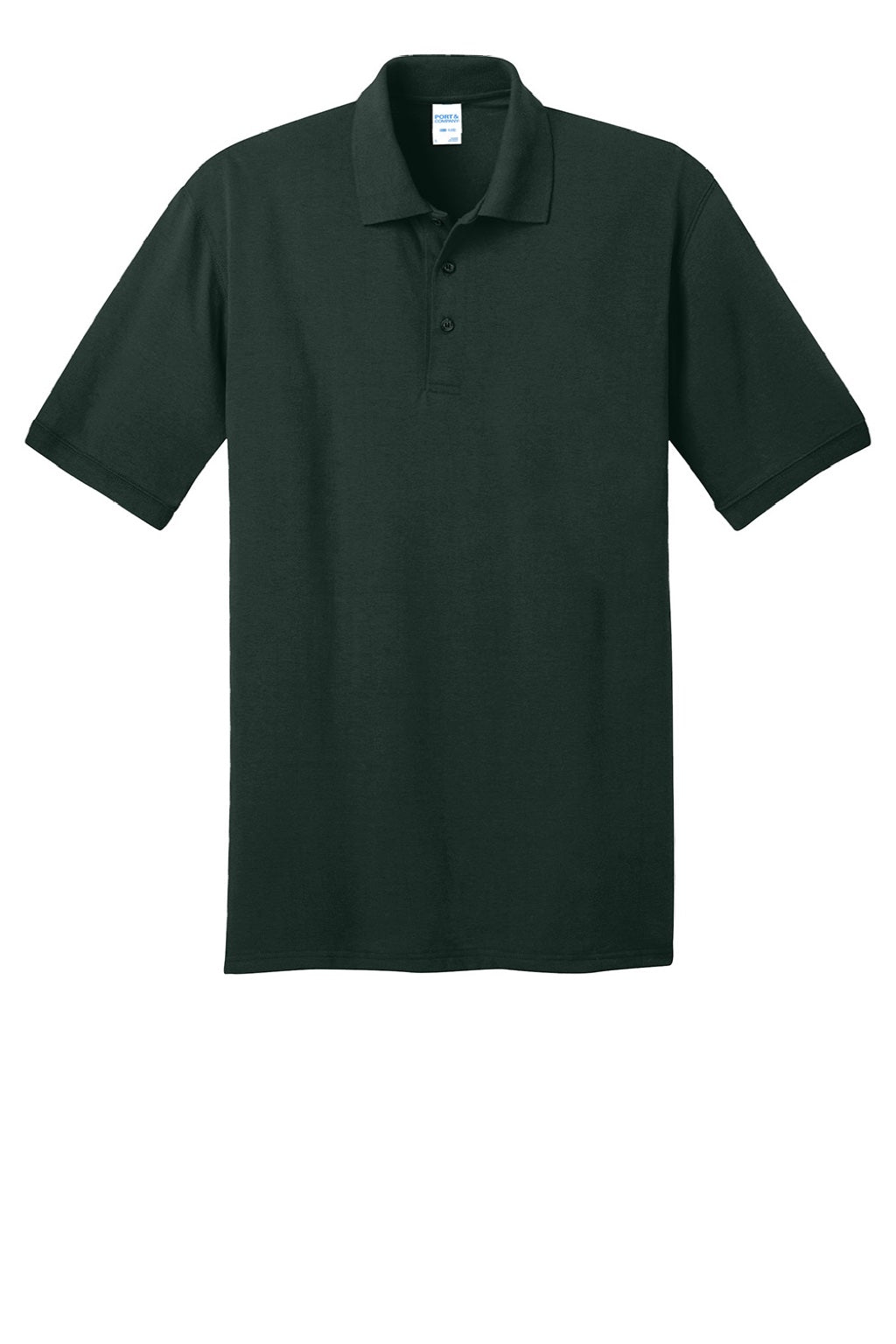 Port & Company KP55/KP55T Mens Core Stain Resistant Short Sleeve Polo Shirt Dark Green Flat Front