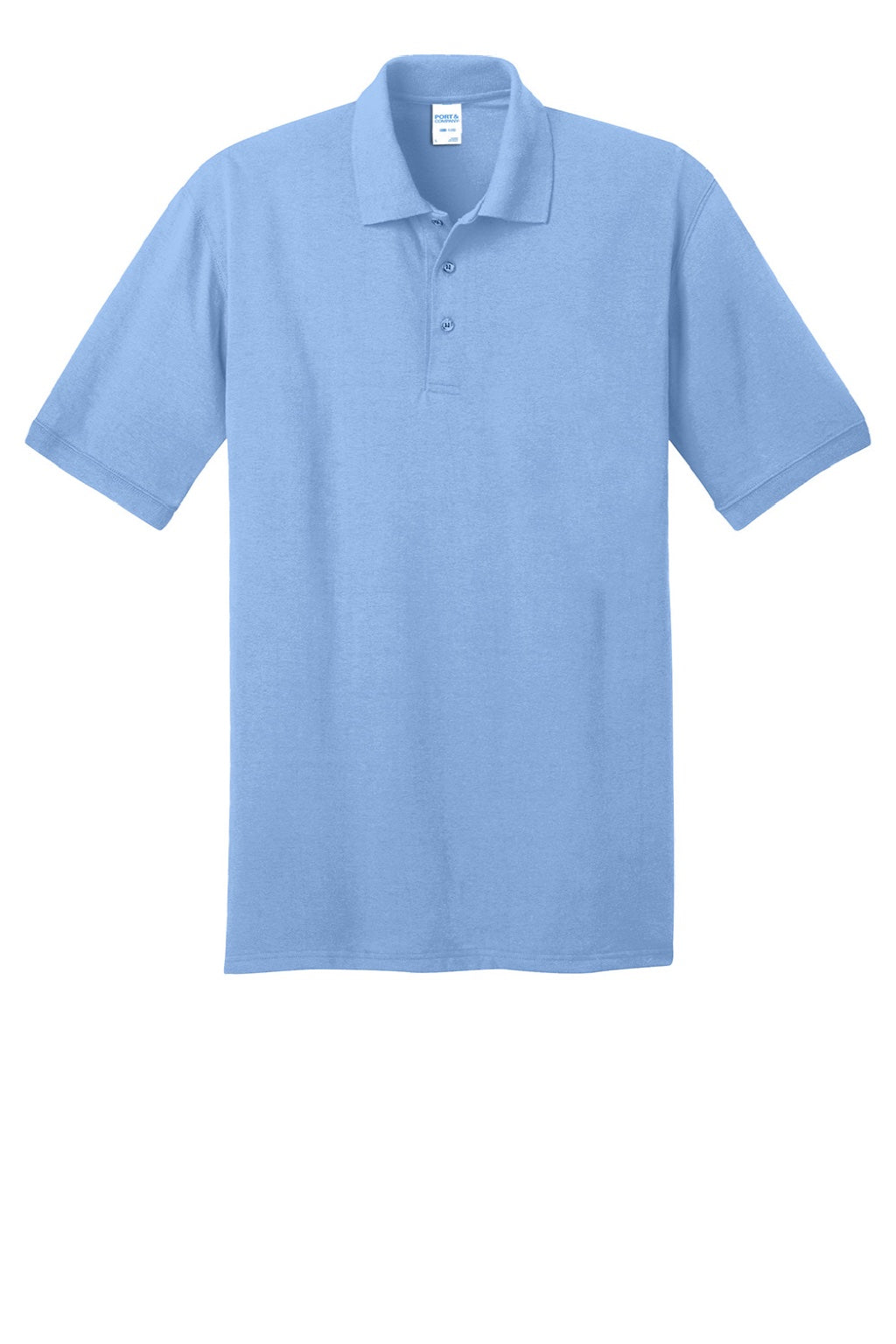 Port & Company KP55/KP55T Mens Core Stain Resistant Short Sleeve Polo Shirt Light Blue Flat Front