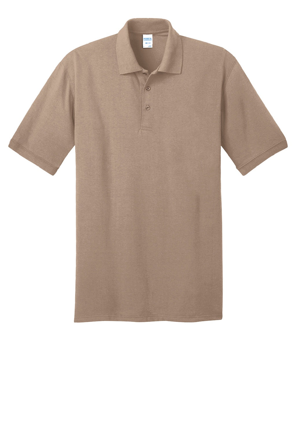 Port & Company KP55/KP55T Mens Core Stain Resistant Short Sleeve Polo Shirt Sand Brown Flat Front