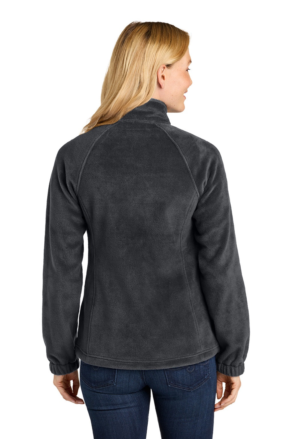 Port Authority L190 Womens Plush Fleece Full Zip Jacket Black Model Back