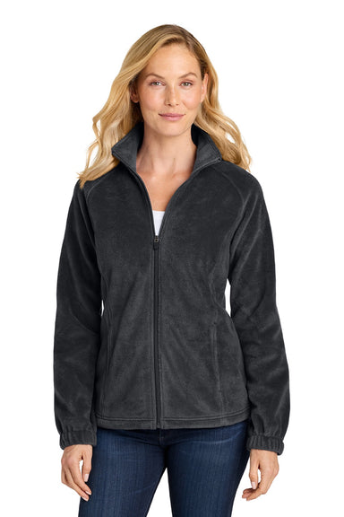 Port Authority L190 Womens Plush Fleece Full Zip Jacket Black Model Front