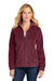 Port Authority L190 Womens Plush Fleece Full Zip Jacket Burgundy Model Front