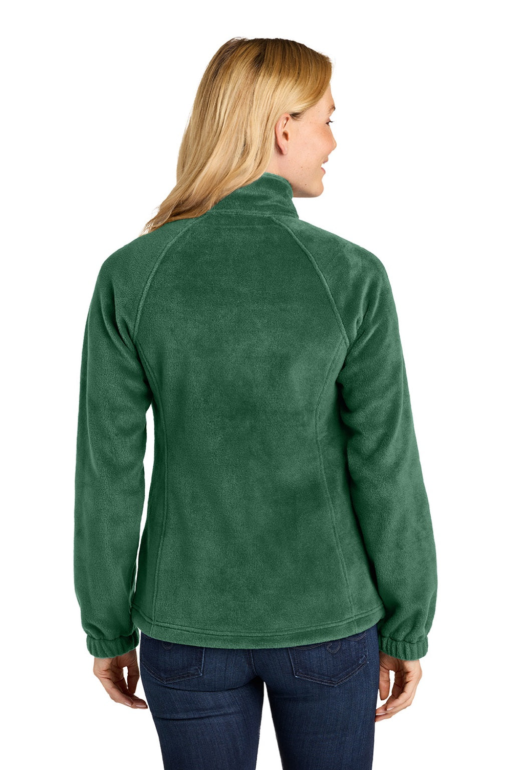 Port Authority L190 Womens Plush Fleece Full Zip Jacket Dark Green Model Back