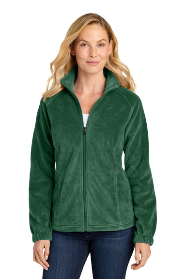 Port Authority L190 Womens Plush Fleece Full Zip Jacket Dark Green Model Front