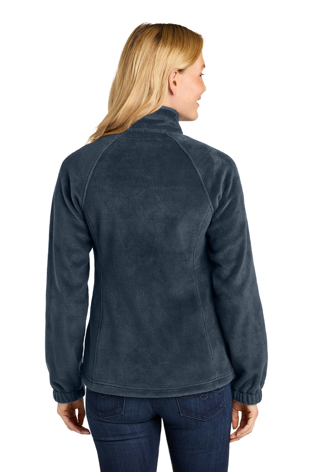 Port Authority L190 Womens Plush Fleece Full Zip Jacket Night Navy Blue Model Back