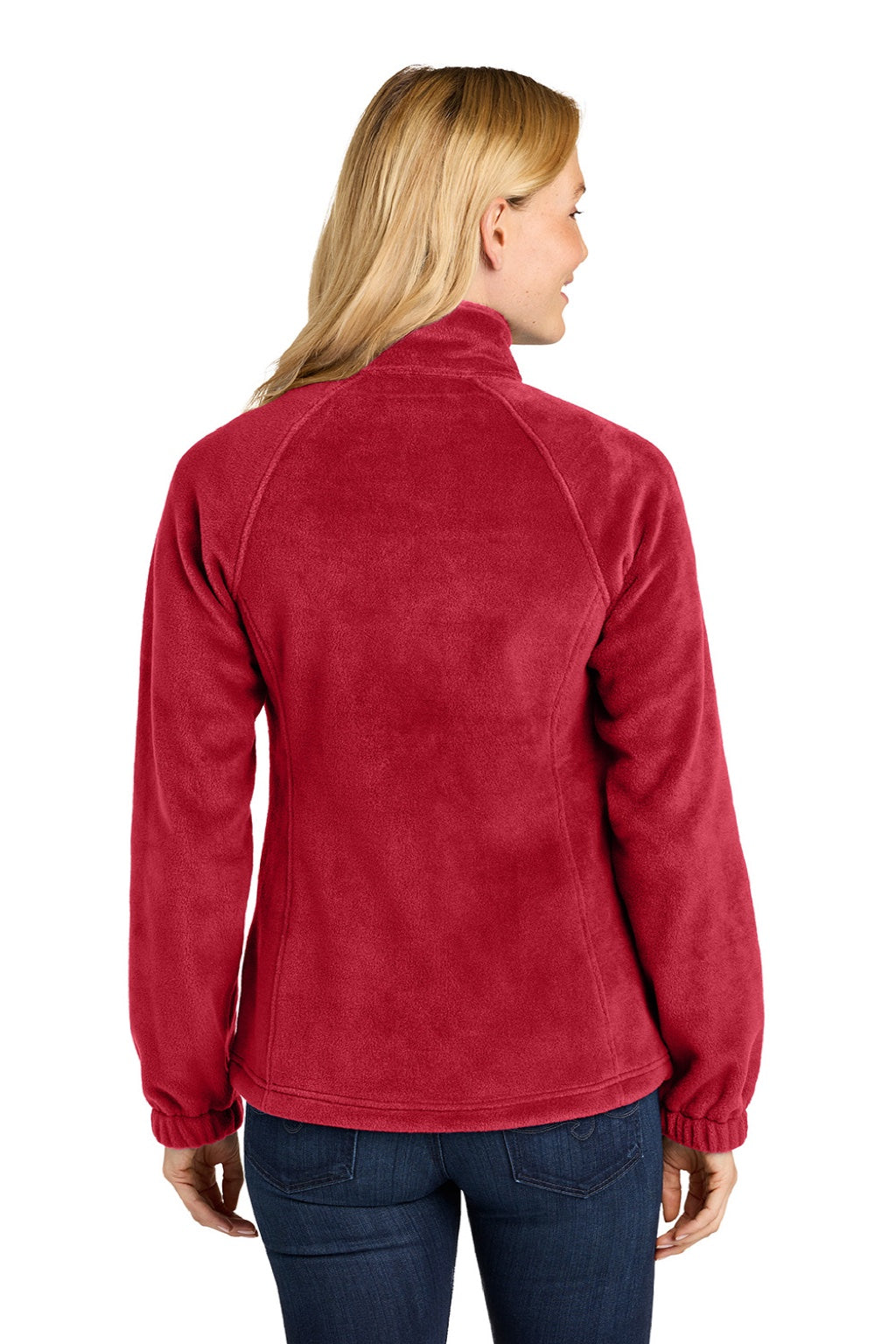 Port Authority L190 Womens Plush Fleece Full Zip Jacket Rich Red Model Back