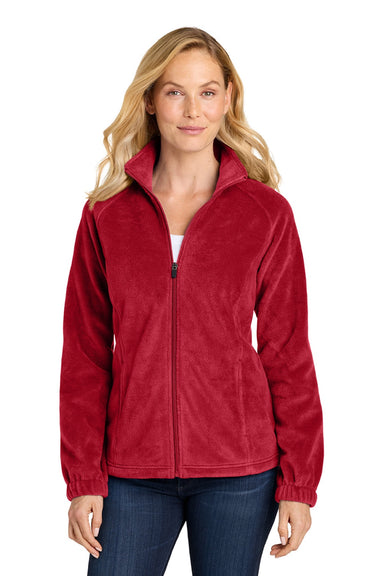 Port Authority L190 Womens Plush Fleece Full Zip Jacket Rich Red Model Front