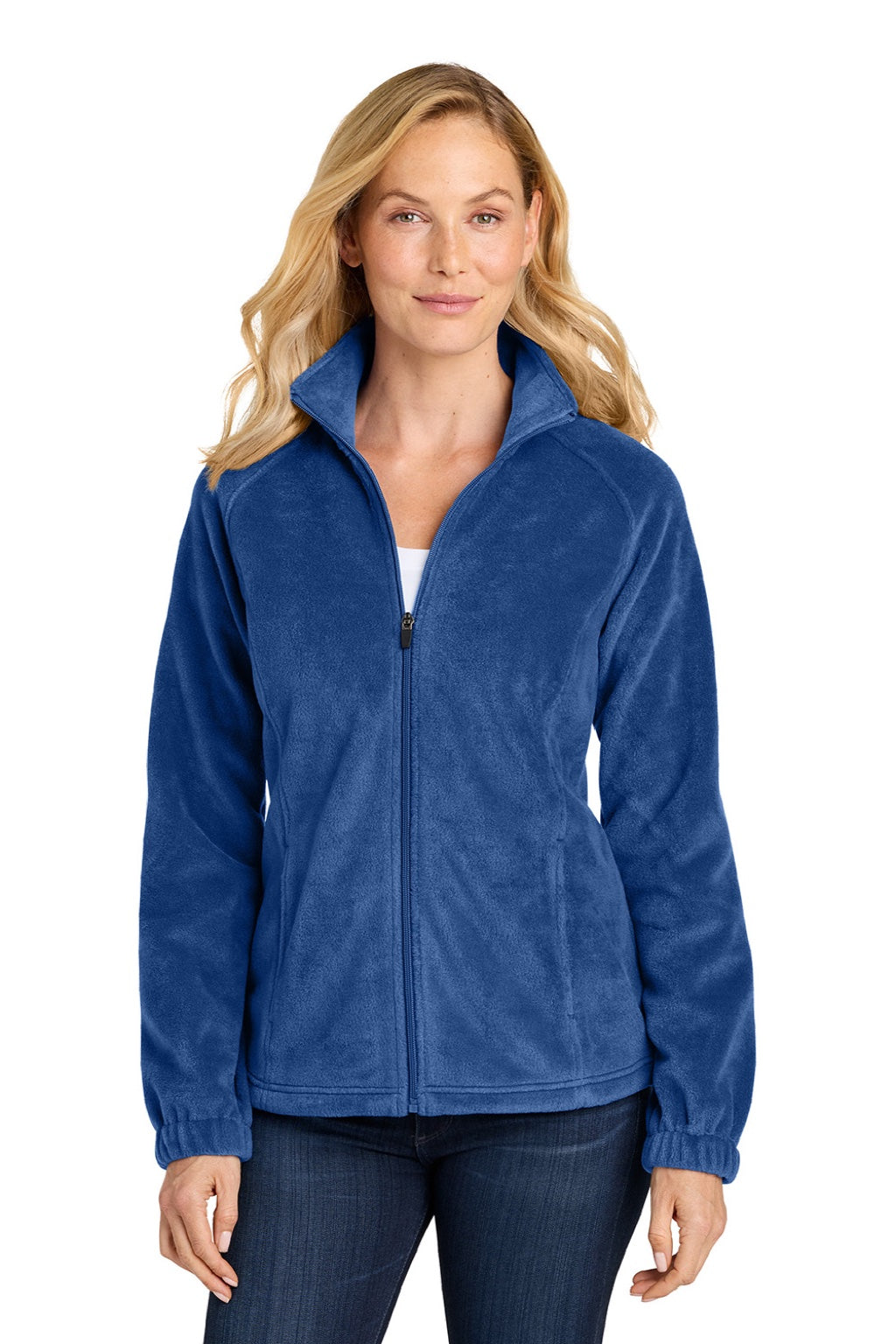 Port Authority L190 Womens Plush Fleece Full Zip Jacket Royal Blue Model Front