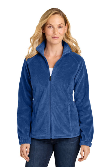 Port Authority L190 Womens Plush Fleece Full Zip Jacket Royal Blue Model Front