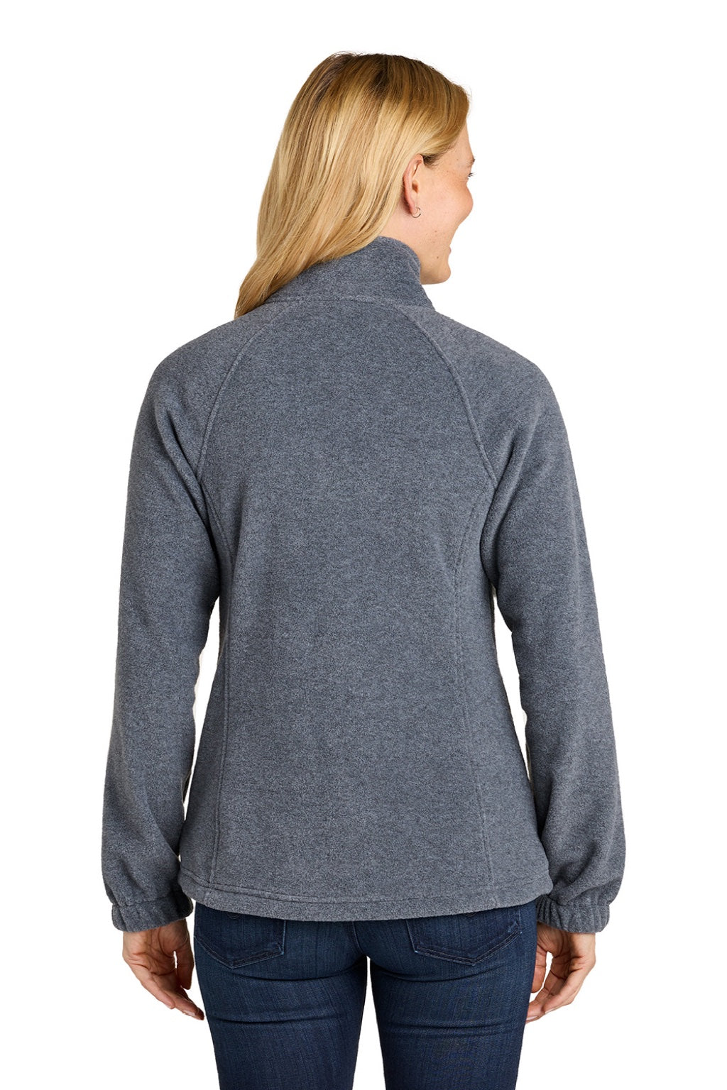 Port Authority L190 Womens Plush Fleece Full Zip Jacket Heather Storm Grey Model Back