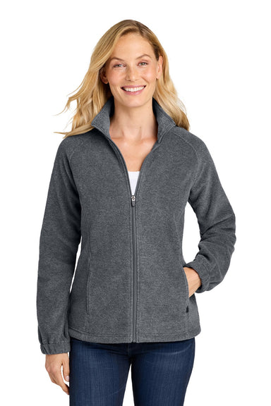 Port Authority L190 Womens Plush Fleece Full Zip Jacket Heather Storm Grey Model Front