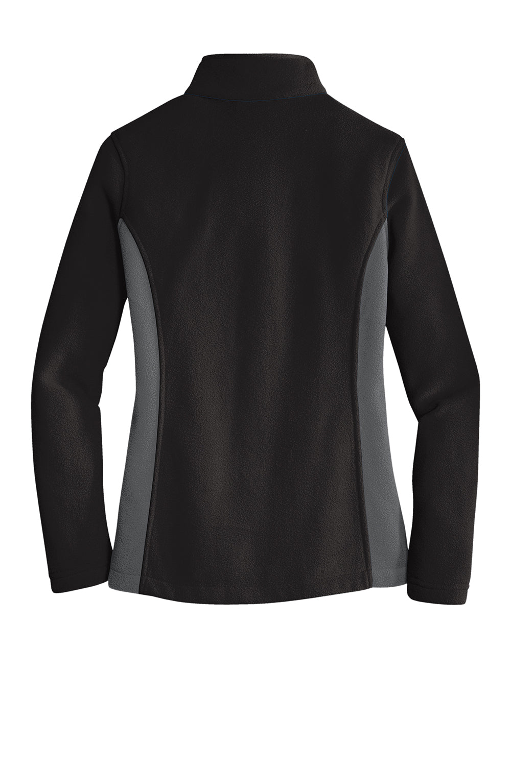 Port Authority L216 Womens Full Zip Fleece Jacket Black/Battleship Grey Flat Back