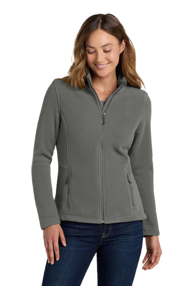 Port Authority L217 Womens Full Zip Fleece Jacket Deep Smoke Grey Model Front