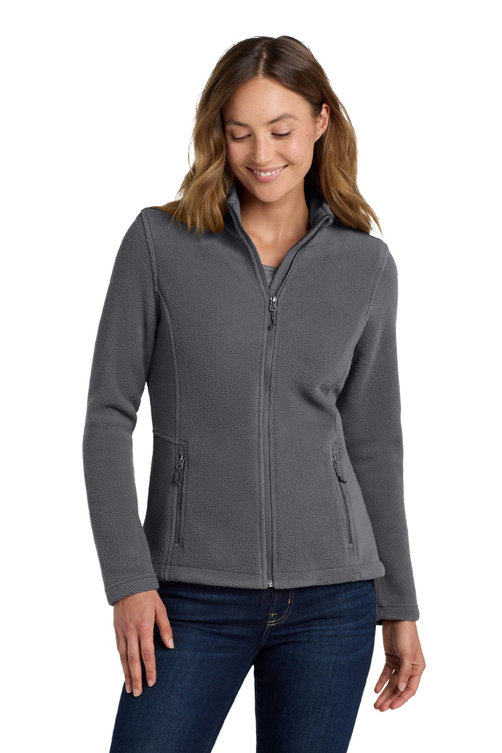 Port Authority L217 Womens Full Zip Fleece Jacket Iron Grey Model Front