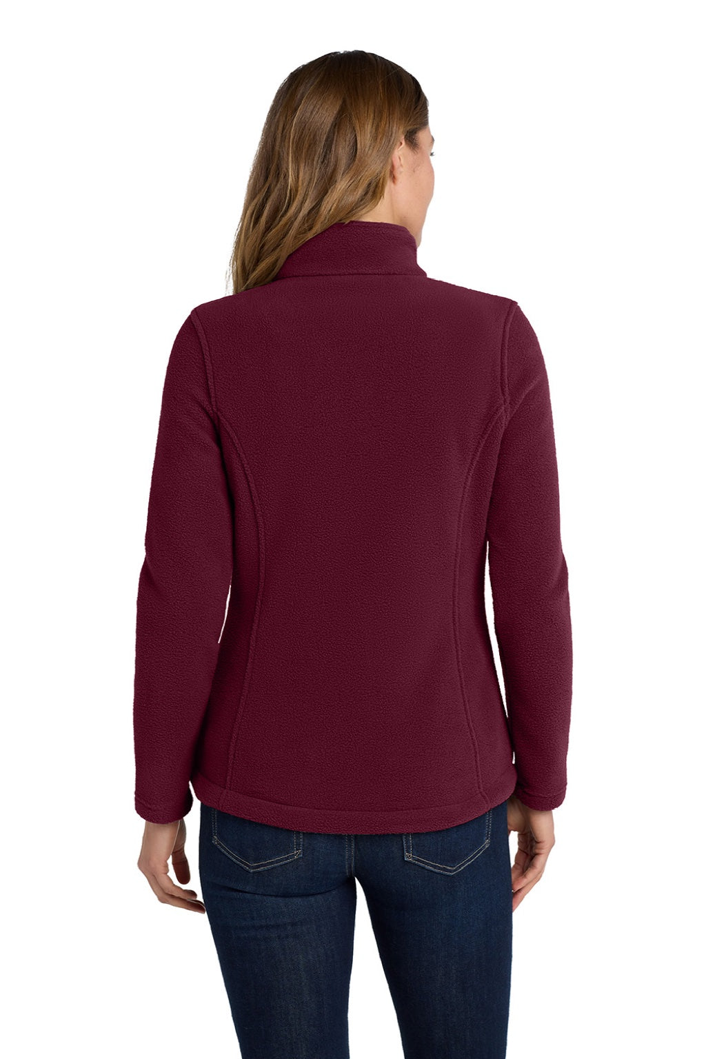 Port Authority L217 Womens Full Zip Fleece Jacket Maroon Model Back