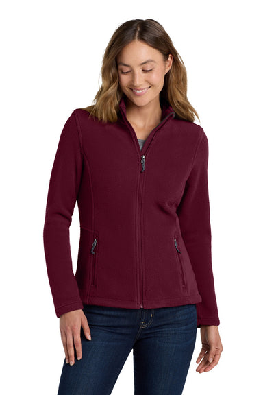 Port Authority L217 Womens Full Zip Fleece Jacket Maroon Model Front