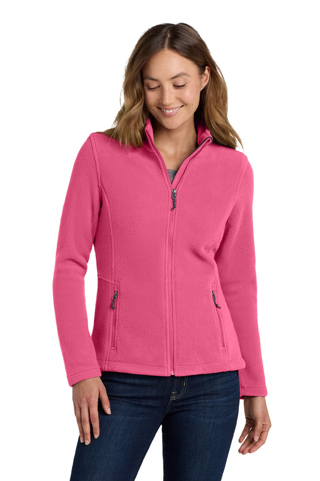 Port Authority L217 Womens Full Zip Fleece Jacket Blossom Pink Model Front