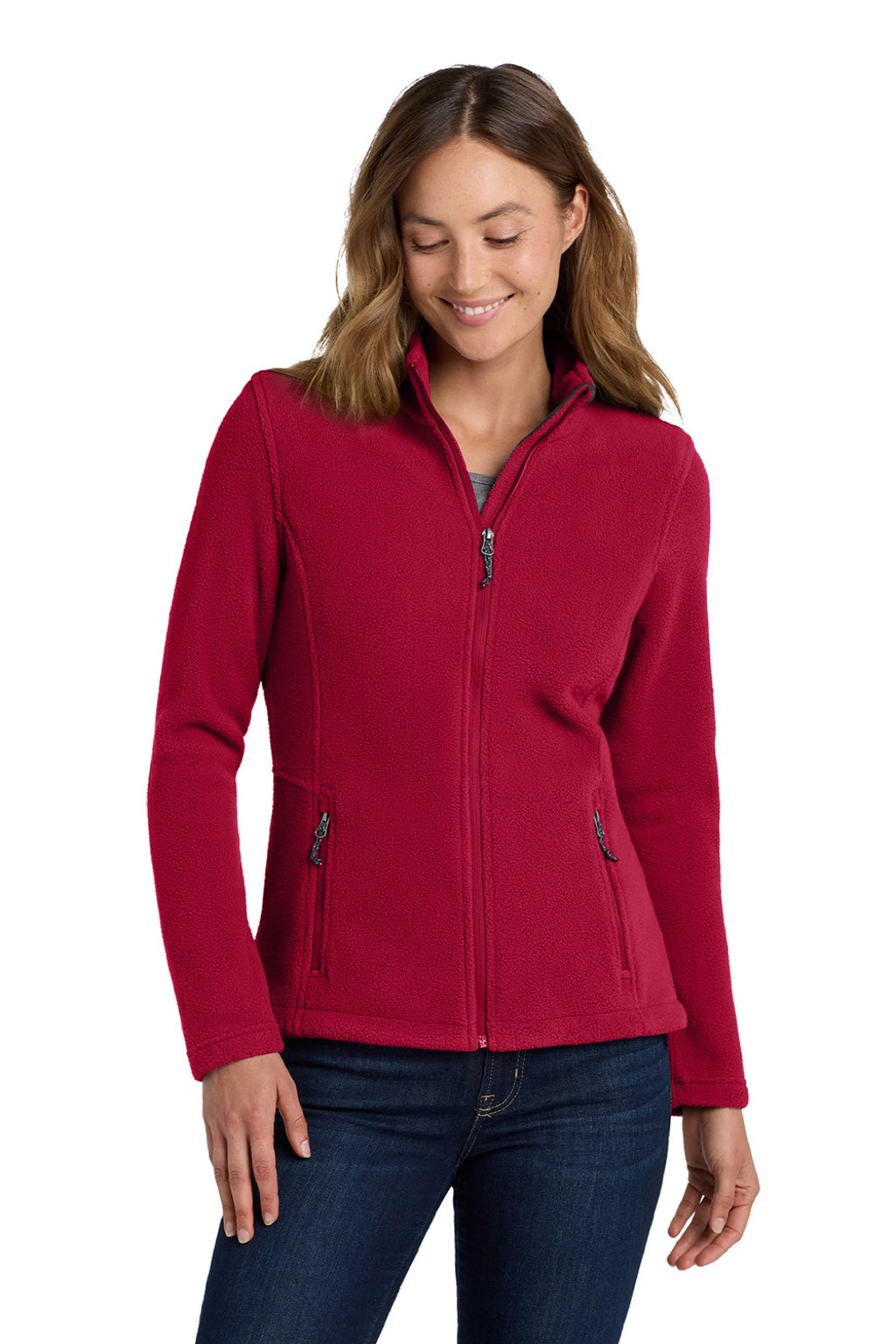 Port Authority L217 Womens Full Zip Fleece Jacket True Red Model Front