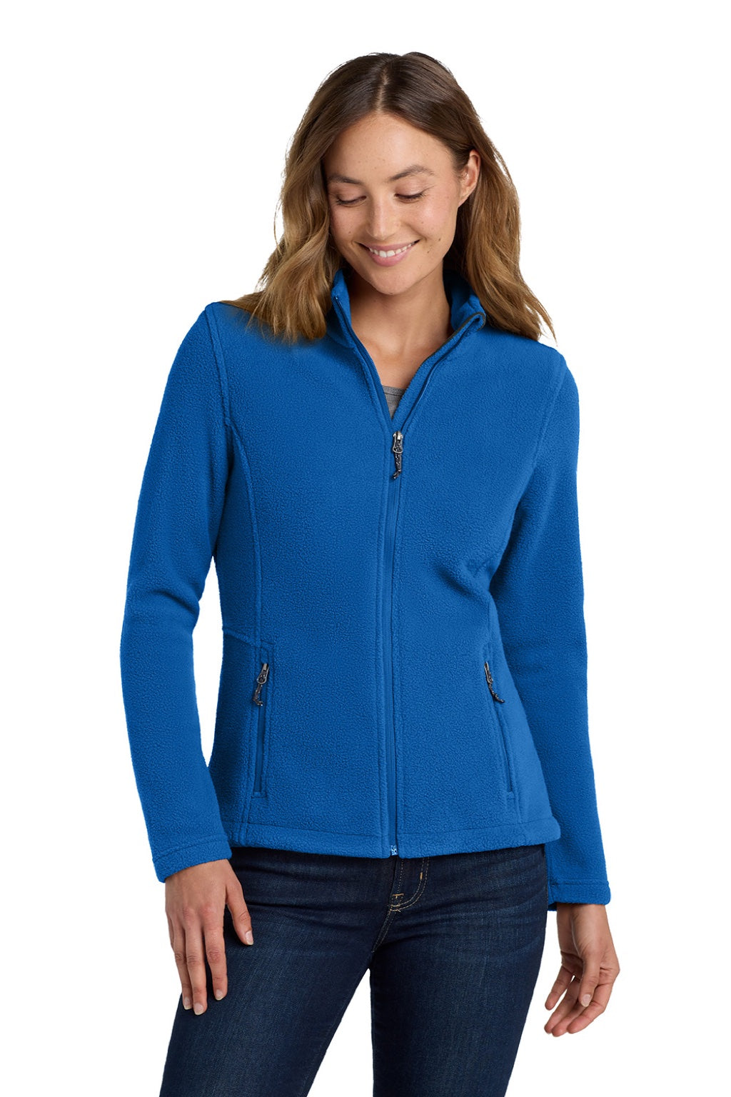 Port Authority L217 Womens Full Zip Fleece Jacket True Royal Blue Model Front