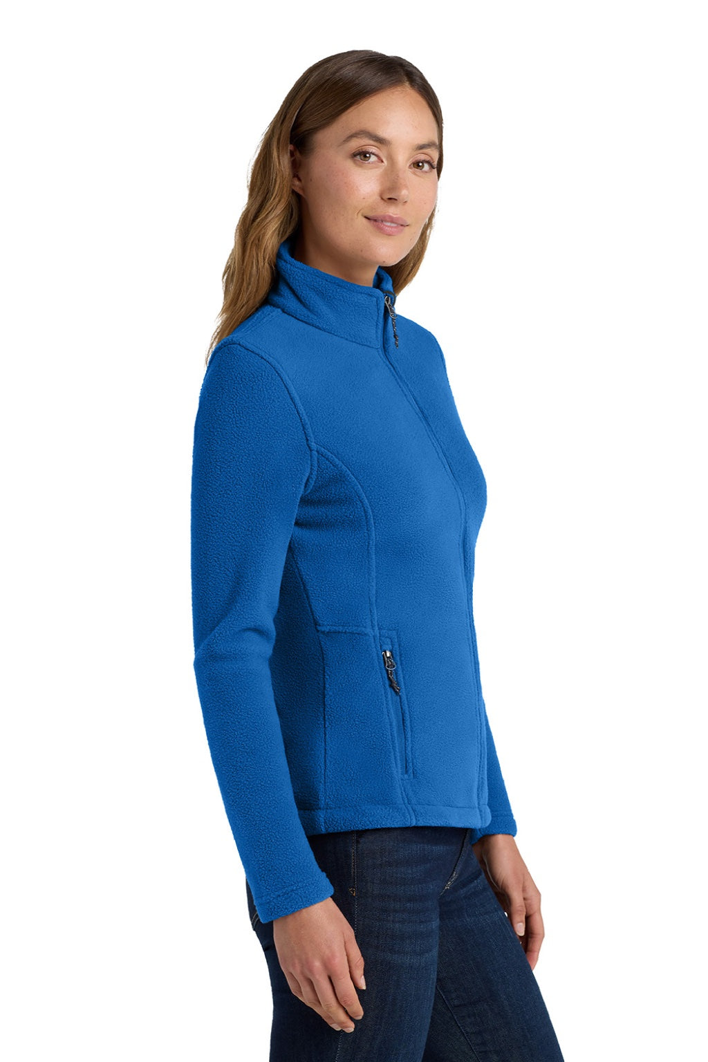 Port Authority L217 Womens Full Zip Fleece Jacket True Royal Blue Model Side