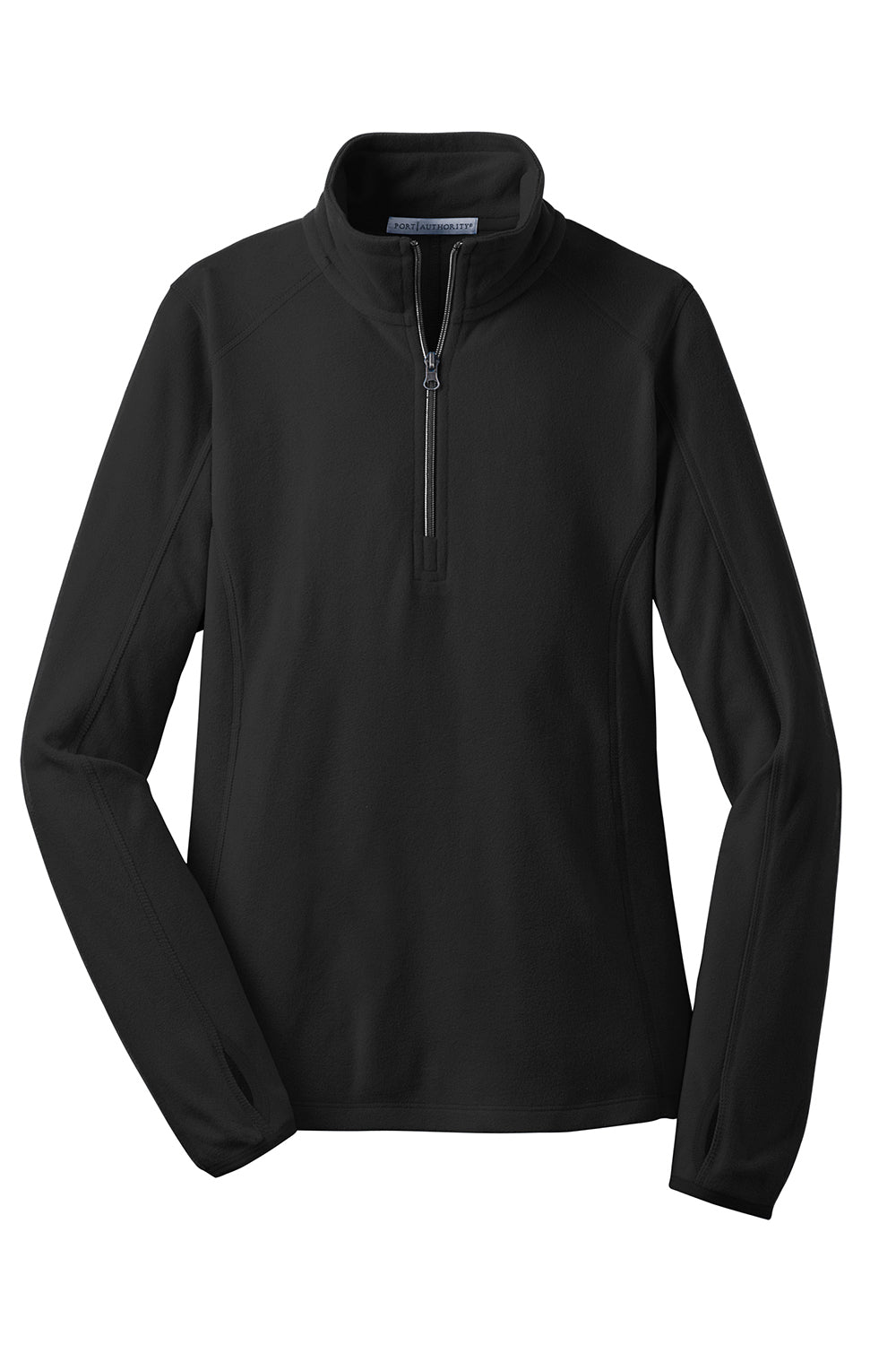 Port Authority L224 Womens Pill Resistant Microfleece 1/4 Zip Sweatshirt Black Flat Front