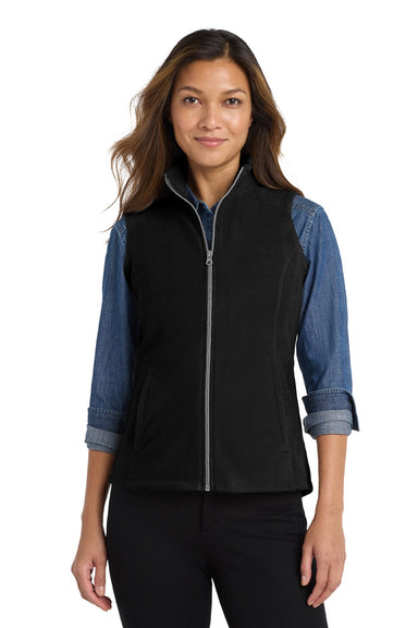 Port Authority L226 Womens Pill Resistant Microfleece Full Zip Vest Black Model Front
