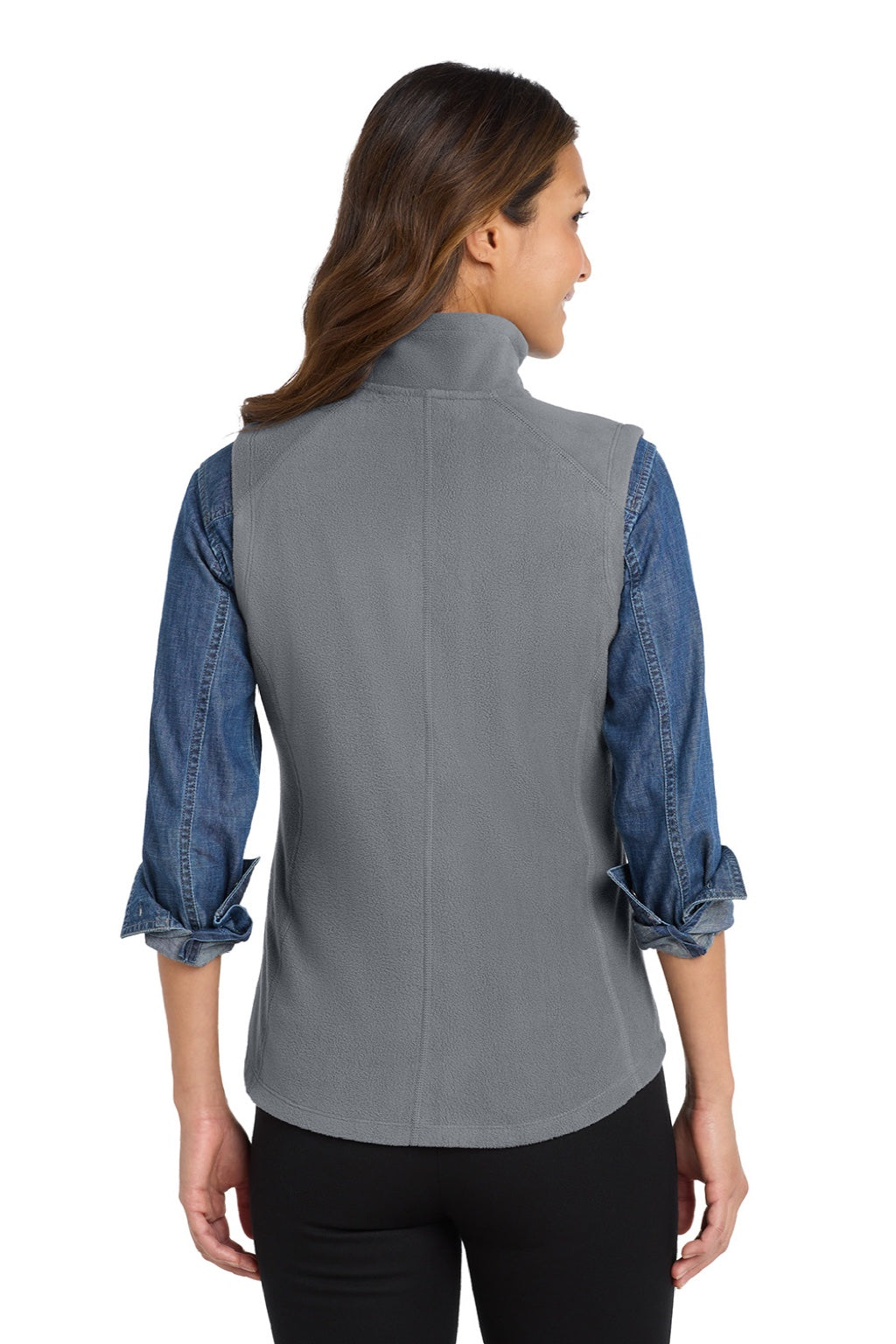 Port Authority L226 Womens Pill Resistant Microfleece Full Zip Vest Pearl Grey Model Back