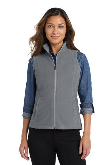 Port Authority L226 Womens Pill Resistant Microfleece Full Zip Vest Pearl Grey Model Front