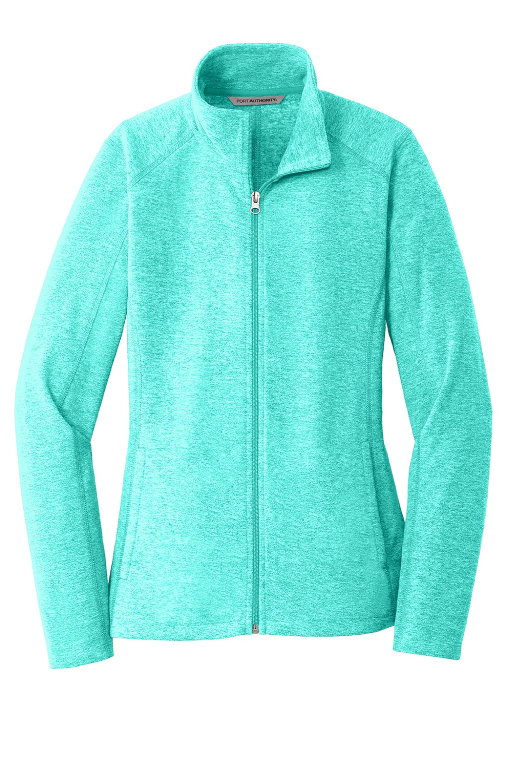 Port Authority L235 Womens Pill Resistant Heather Microfleece Full Zip Sweatshirt w/ Pockets Heather Aqua Green Flat Front