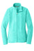 Port Authority L235 Womens Pill Resistant Heather Microfleece Full Zip Sweatshirt w/ Pockets Heather Aqua Green Flat Front