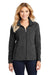 Port Authority L235 Womens Pill Resistant Heather Microfleece Full Zip Sweatshirt w/ Pockets Heather Charcoal Black Model Front