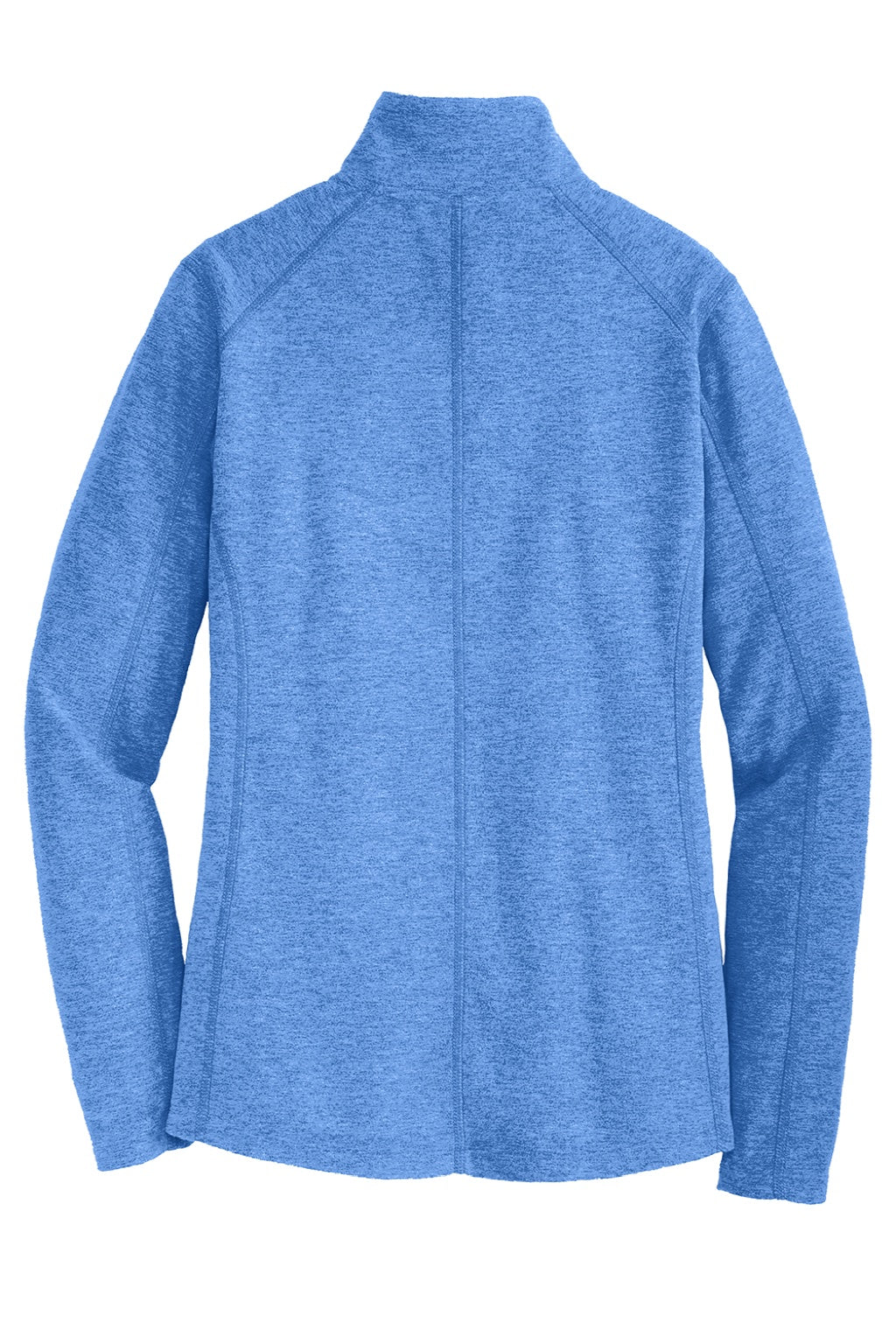 Port Authority L235 Womens Pill Resistant Heather Microfleece Full Zip Sweatshirt w/ Pockets Heather Light Royal Blue Flat Back
