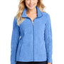Port Authority Womens Pill Resistant Heather Microfleece Full Zip Sweatshirt w/ Pockets - Heather Light Royal Blue