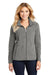 Port Authority L235 Womens Pill Resistant Heather Microfleece Full Zip Sweatshirt w/ Pockets Heather Pearl Grey Model Front