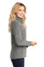 Port Authority L235 Womens Pill Resistant Heather Microfleece Full Zip Sweatshirt w/ Pockets Heather Pearl Grey Model Side