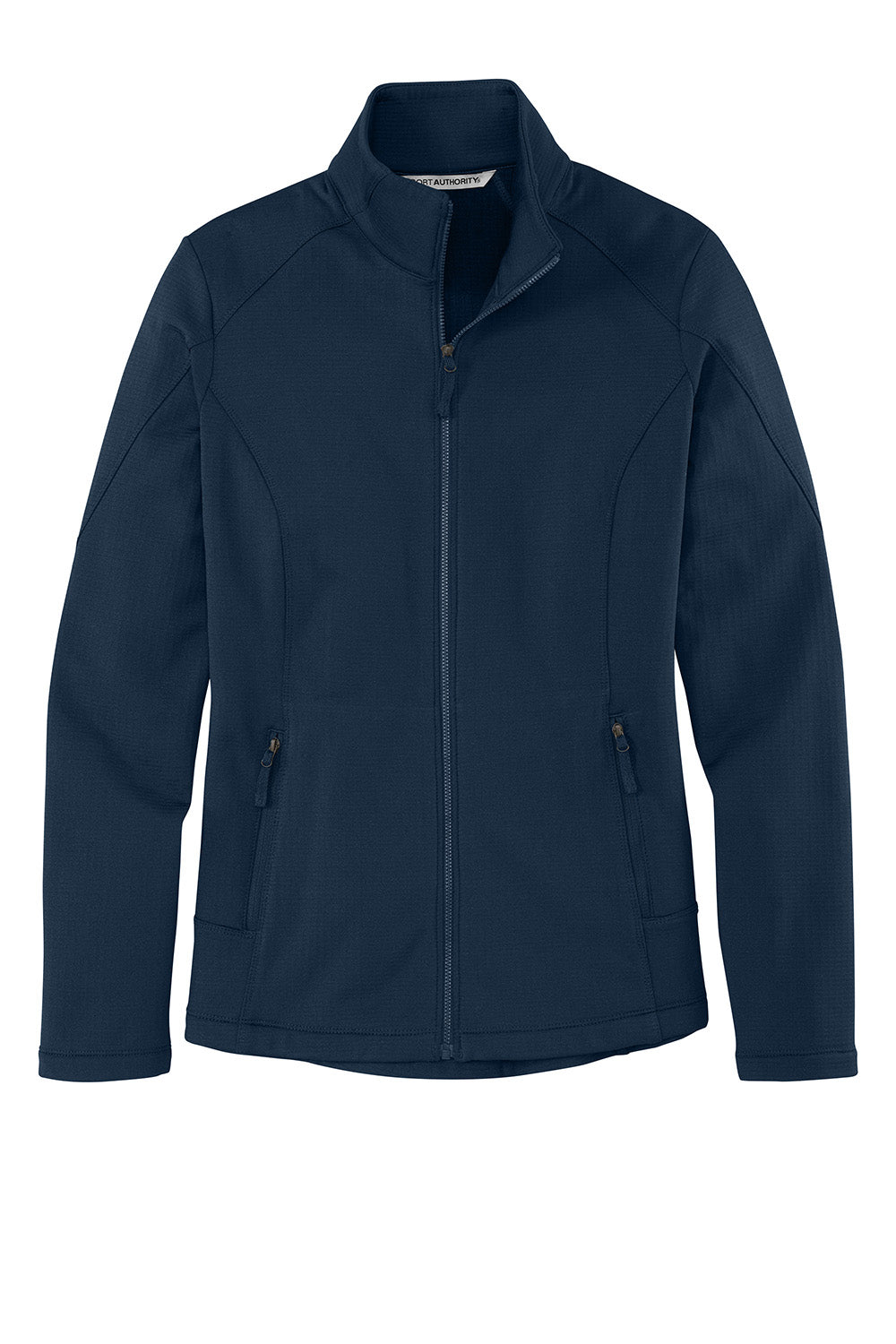 Port Authority L239 Womens Grid Fleece Full Zip Jacket River Navy Blue Flat Front