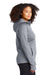 Sport-Tek L248 Womens Tech Moisture Wicking Fleece Full Zip Hooded Sweatshirt Hoodie w/ Pockets Heather Grey Model Side