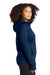 Sport-Tek L248 Womens Tech Moisture Wicking Fleece Full Zip Hooded Sweatshirt Hoodie w/ Pockets True Navy Blue Model Side