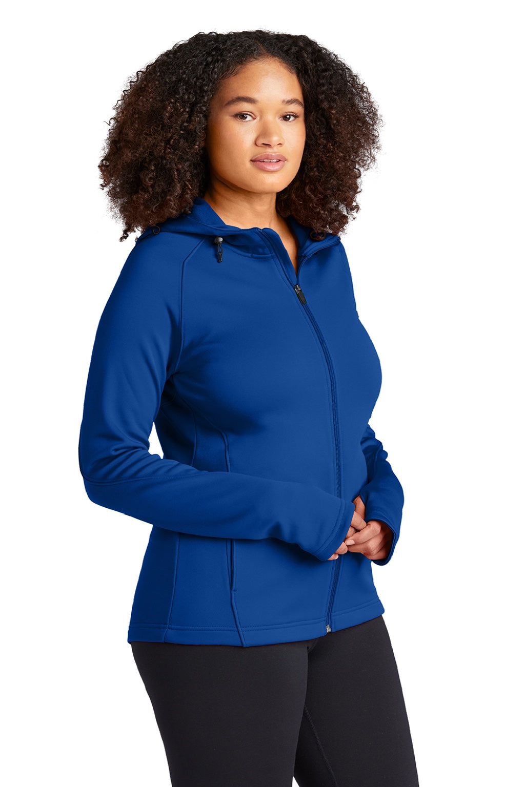 Sport-Tek L248 Womens Tech Moisture Wicking Fleece Full Zip Hooded Sweatshirt Hoodie w/ Pockets True Royal Blue Model 3q