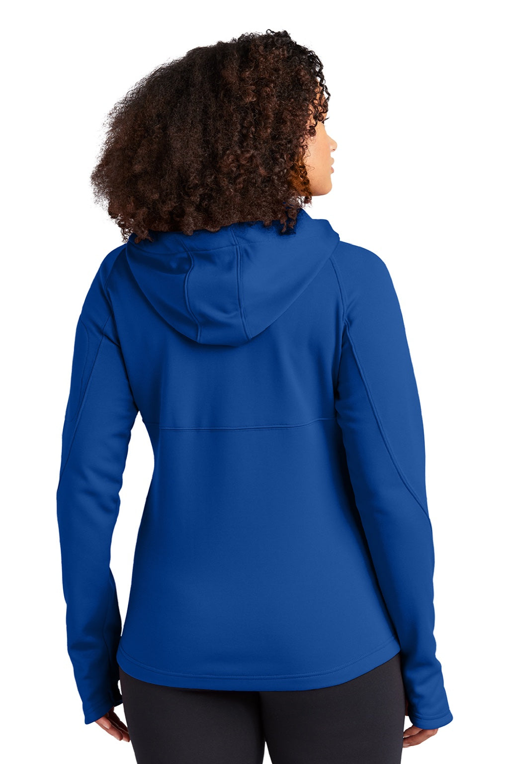 Sport-Tek L248 Womens Tech Moisture Wicking Fleece Full Zip Hooded Sweatshirt Hoodie w/ Pockets True Royal Blue Model Back