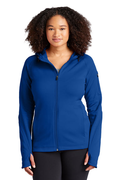 Sport-Tek L248 Womens Tech Moisture Wicking Fleece Full Zip Hooded Sweatshirt Hoodie w/ Pockets True Royal Blue Model Front