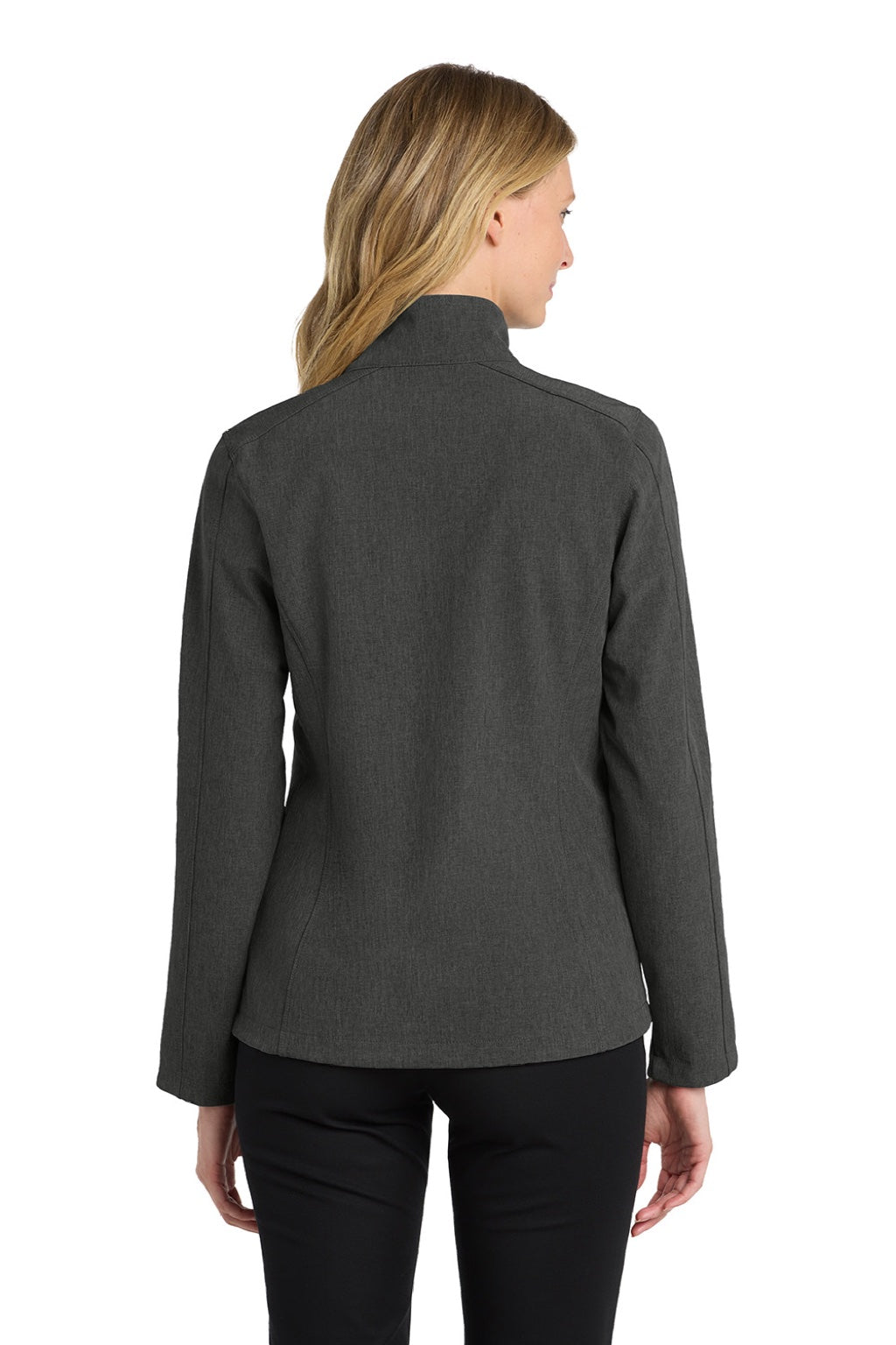 Port Authority L317 Womens Core Wind & Water Resistant Full Zip Jacket Heather Charcoal Black Model Back