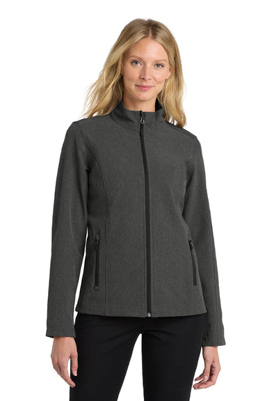 Port Authority L317 Womens Core Wind & Water Resistant Full Zip Jacket Heather Charcoal Black Model Front