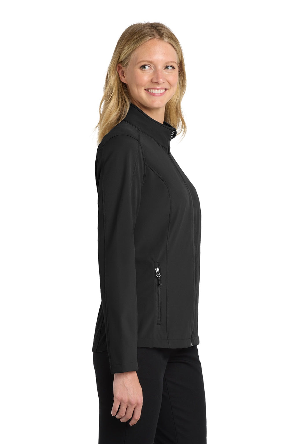 Port Authority L317 Womens Core Wind & Water Resistant Full Zip Jacket Black Model Side