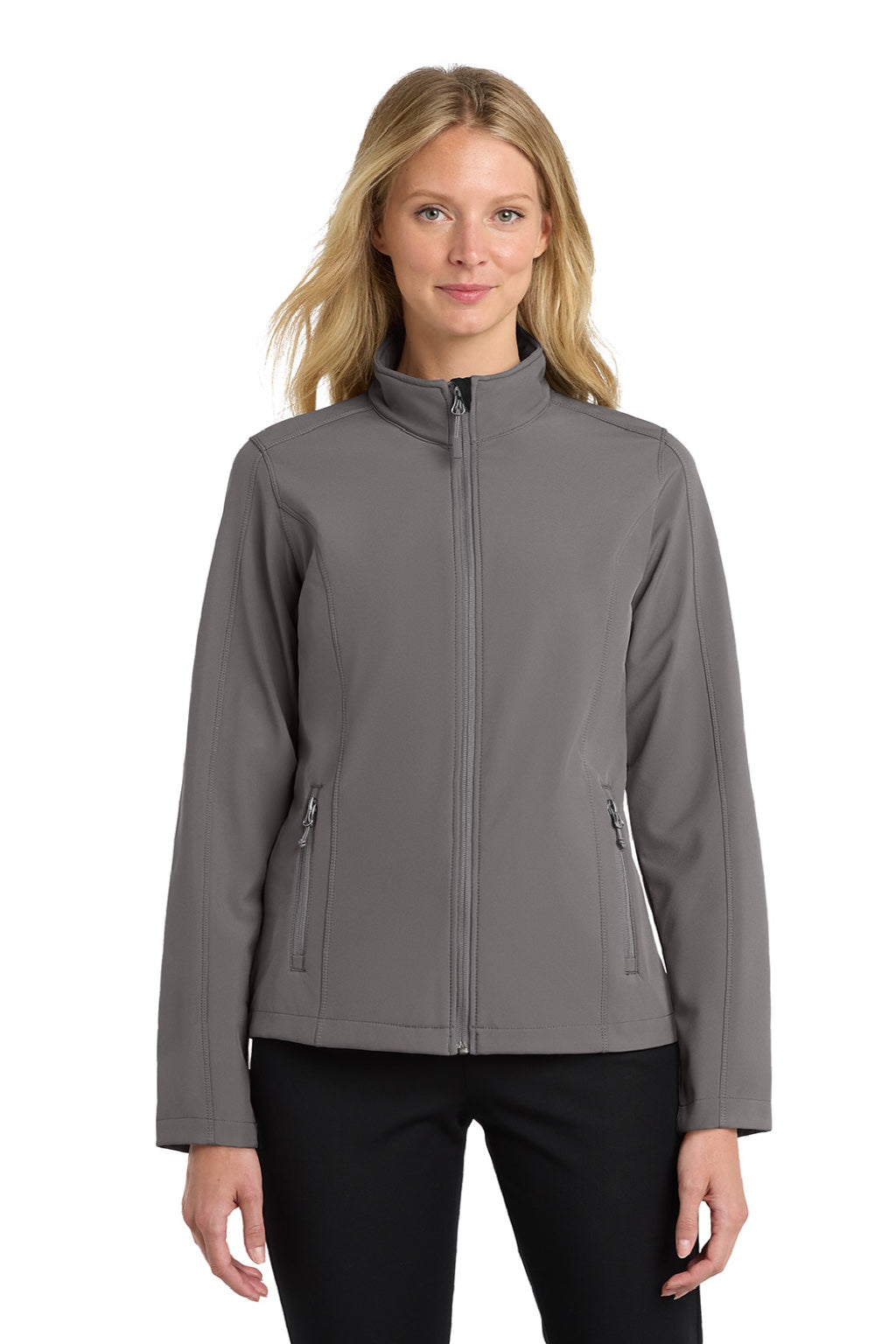 Port Authority L317 Womens Core Wind & Water Resistant Full Zip Jacket Deep Smoke Grey Model Front