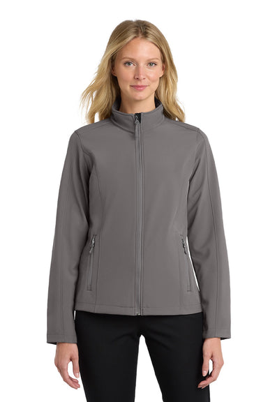 Port Authority L317 Womens Core Wind & Water Resistant Full Zip Jacket Deep Smoke Grey Model Front