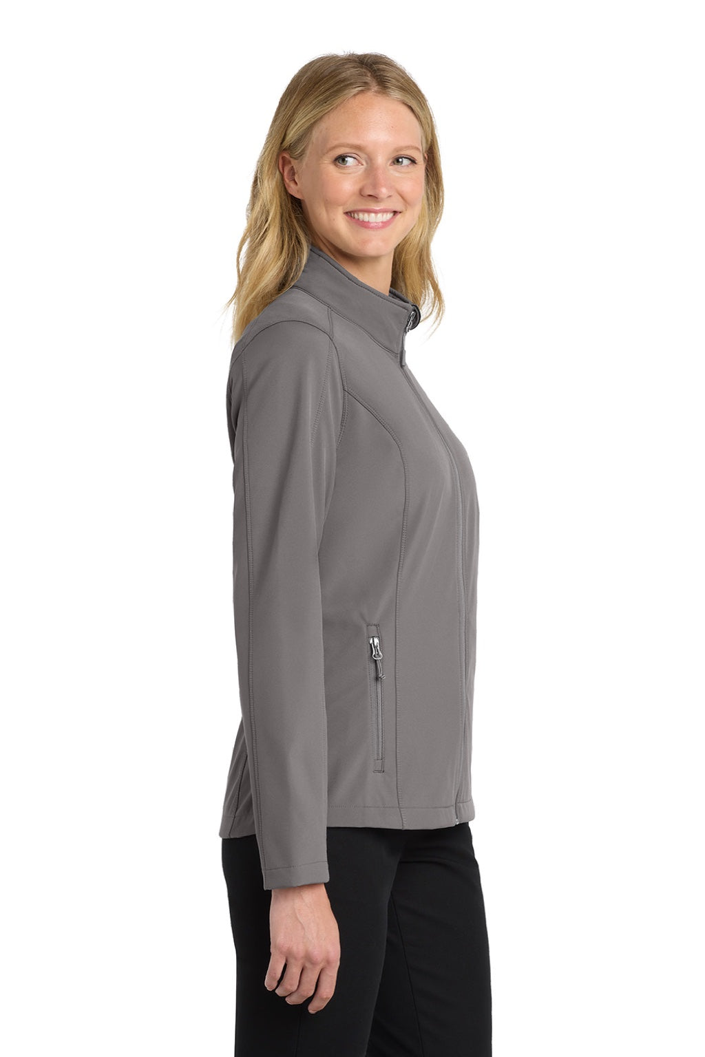 Port Authority L317 Womens Core Wind & Water Resistant Full Zip Jacket Deep Smoke Grey Model Side